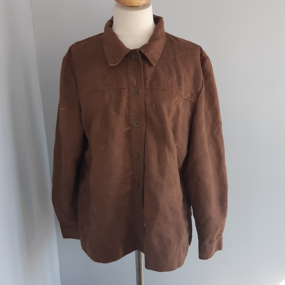 Soft Works long sleeves Women's Button Down Shirt Size 16, brown  looks new